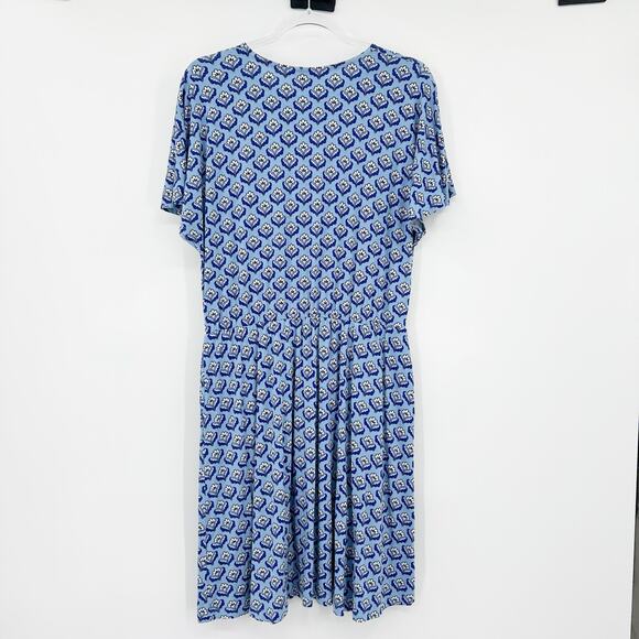 Boden Flutter Sleeve Jersey Dress Dusty Blue Oriental Bud Womens Size 12R - Picture 9 of 14